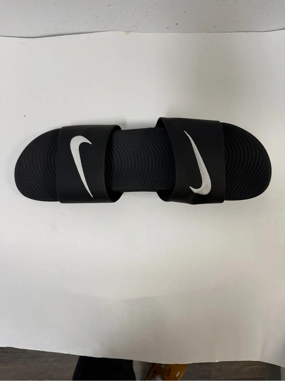 Nike Black Slide Sandals with White Swoosh for Kids
